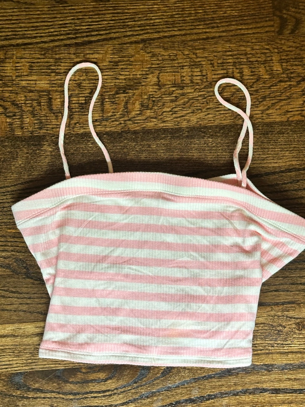 Pink striped ribbed crop top, Size M
